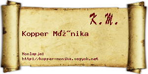 Kopper Mónika névjegykártya